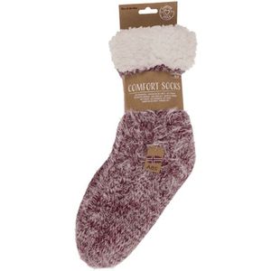 Dames huissokken met antislip - fluffy sokken - warme huissokken - anti slip sokken - hut sokken - pluizig rood - one size - 36-42