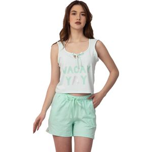 VANILLA - Dames shortama - Pyjamasets - Egyptisch katoen - PJ8908 - Mintgroen - S