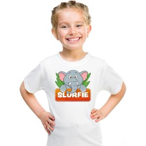 Slurfie de olifant t-shirt wit voor kinderen - unisex - olifanten shirt - kinderkleding / kleding 158/164