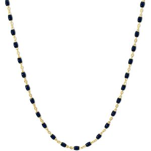 Silventi 9SIL-23219 Zilveren Ketting met Emaille - Donker Blauw - 2,2mm Dikte - 38+7cm - Ankerschakel - Zilver - Verguld/Goud op Zilver