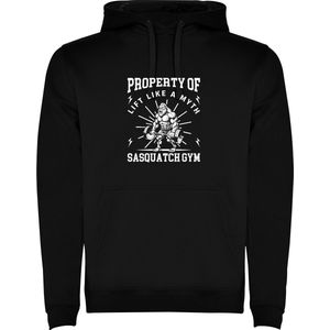 Zwarte unisex hoodie met “ Kleurrijke Property of Lift like a Myth Sasquatch Gym - Bodybuilden – Powerliften anls een Mythe “ Print Full Color Color merk Roly maat S
