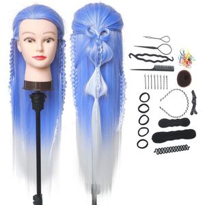 Professionele Oefenhoofd voor Kappers met Synthetisch Haar - Ideaal voor Haarstyling en Creatieve DIY Projecten