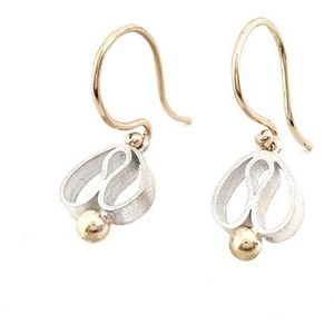 Oorhangers - Oorbellen -  vanNienke® Tulpjes! - zilveren hangers met gouden oorhaken - 13mm lang