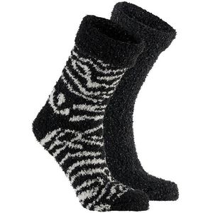 Apollo Kinderen bedsokken/huissokken - 2-pak - zwart/wit - maat 36-40