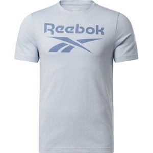 Reebok RI BIG STACKED LOGO TEE - Heren T-shirt - Blauw - Maat S