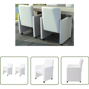 vidaXL Eetkamerstoelen 2 st kunstleer wit Eetkamerstoelen - Keukenstoelen - Witte Stoelen - Kunstleder Meubels - Ergonomische Stoelen