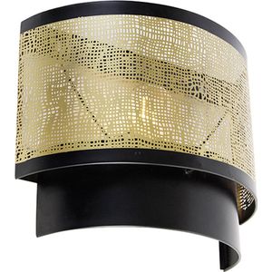 QAZQA kayleigh - Industriele Wandlamp voor binnen - 1 lichts - D 12 cm - Goud/messing - Industrieel - Woonkamer | Slaapkamer | Keuken