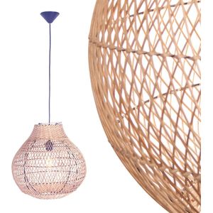 Hanglamp Rotan peer | 1 lichts | naturel | hout | Ø 40 cm | in hoogte verstelbaar tot 155 cm | eetkamer / woonkamer lamp | modern / landelijk design