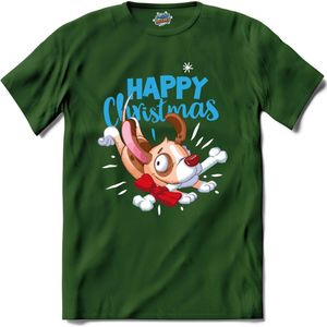 Happy christmas - T-Shirt - Heren - Bottle Groen - Maat M