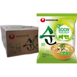 NONGSHIM Instant Noodle Soon Veggie - 112g x 20 stuks - voordeelverpakking - Veganistisch Vegetarische Ramen