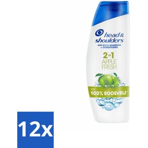 Head & Shoulders - Shampoo - Apple Fresh - 2-in-1 - Fris & Verzorgd Haar - 400 ml - Voordeelverpakking - 12 stuks