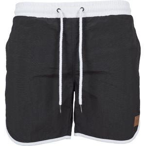 Urban Classics Badehose Retro Swimshorts Black/White-3XL