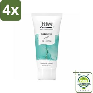 Therme - Sensitive - Anti-transpirant Crème - Hydraterend - 60ml - Voordeelverpakking - 4 stuks - Anti-transpirant - Deodorant