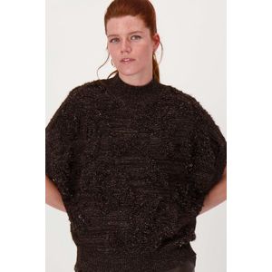 Zusss Mouwloze Trui Met Lurex Jacquard Bruin