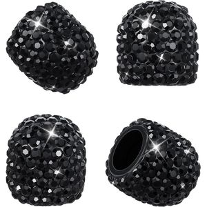 4 stuks zwarte sprankelende handgemaakte strass ventieldoppen - Stofdichte bling auto-accessoires voor vrachtwagens, fietsen en motorfietsen