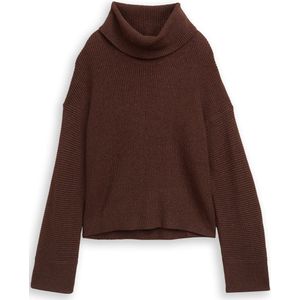 Tom Tailor - Coltrui - Dark Pecan Brown Melange - Met Col - Lange Mouwen
