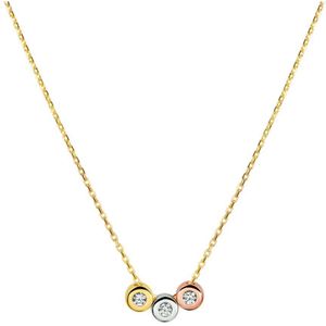 14K tricolor goud collier tricolor zirkonia 1,0 mm 42 - 44 - 46 cm 4300519