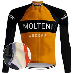 Retro Winter Wielerjack Molteni ( FLEECE) - Oranje REDTED - S