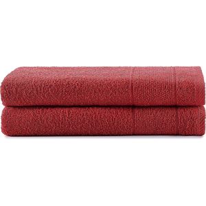Badstof badhanddoeken donkerrood | 2x badhanddoek set | % 100 katoen badhanddoeken 2-delig | premium kwaliteit | kleur: rood