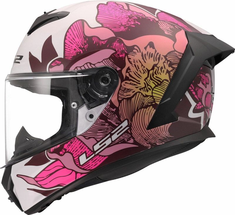 LS2 FF820 Rapid III helm Poppies II glans wit roze XXS