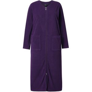 Ulla Popken Ulla Popken - Dames - Badjas 2-weg-rits badstof knuffelzacht - Aubergine - Maat 58+