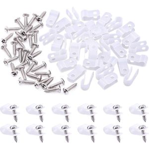 120 stuks wit nylon plastic R-type kabelklemmen klemset - draadbeheer - 120 pack schroeven .