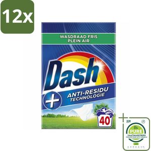 Dash - Waspoeder - Witte en Gekleurde Was - Wasdraad Fris - 40 Wasbeurten - Voordeelverpakking - 12 stuks - Waspoeder - Wasmiddel