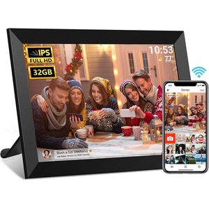 Digitale Fotolijst 10,1 inch met WiFi en 32 GB Opslag - Touchscreen Fotolijst voor Woondecoratie