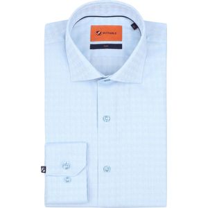 Suitable - Overhemd Twill Print Lichtblauw - Heren - Maat 41 - Slim-fit