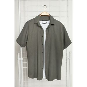 Trendyol Stone Regular Fit Korte Mouw Zomer Getextureerd Crêpe Breisel Shirt Tmnss23Go00055