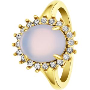 Lucardi Dames vintage ring met bloem opaal – Maat 63 – 20mm - Ring - Cadeau - Moederdag - Staal goldplated - Goudkleurig