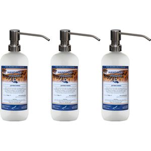 Handzeep Orange 1 liter - set van 3 stuks - met gratis RVS zilverkleurige pomp - Voordeelverpakking