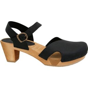 Sanita Clogs Damen Sandalen Wood-Matrix Square Flex Sandal Black-41