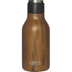 Asobu Urban Water Bottle Wood Reisfles Roestvrij Staal Inhoud 473 ml Levenslange Garantie