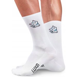 Luxa Emoji Cat Fietssokken - Wit - Maat M/L