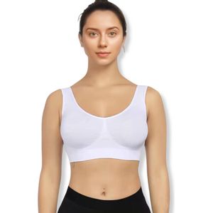 Comfort BH zonder beugel - Maat S - Wit - Met uitneembare bh vulling - Extra comfortabele Sport BH - Zwangerschaps bh - Beugelloze bh - met push up - Magic bra - met pads