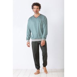 Grijze herenpyjama Hajo met grafisch patroon - Grijs - Maat - 48