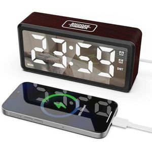 LED wekker met groot scherm en USB-uitgang, instelbare helderheid en volume, met snooze en zomertijdmodus