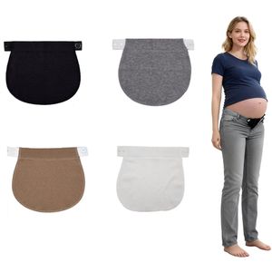 longziming -4-delige Set Zwangerschap Broekverlengers – Elastische Knoopverlenging en Afdekkingspaneel in Wit, Zwart, Khaki en Grijs voor Comfort en Flexibele Pasvorm