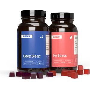 GIMMY Zen Bundel - No Stress en Deep Sleep - Premium vitamine gummies tegen stress en voor betere slaap - 216% betere opname met Melatonine, GABA, Valeriaan, Vitamine B11, Vitamine B6 & L-Theanine - Vegan & Suikervrij - 120 gummies