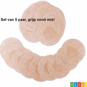 *** Summer Pack 5 Paar Ronde Tepelcovers van Heble® - Nipplecover - Doorschijnend - Fashion Accessoire - Perfect voor de Zomer ***