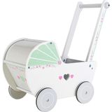 Poppenwagen - 38x22x47 cm - Houten constructie - wit