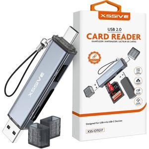 Xssive SD Kaart Lezer - Kaartlezer met USB C & USB A - Geheugenkaartlezer SD, MicroSD & USB Stick - Card Reader voor laptop, tablet & telefoon