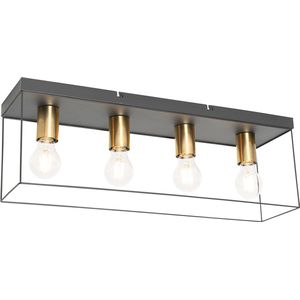 QAZQA kodi - Moderne Plafondlamp - 4 lichts - L 60 cm - Zwart Goud - Woonkamer | Slaapkamer | Keuken