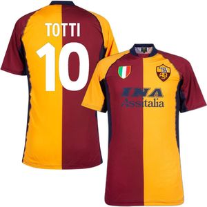 COPA - AS Roma 2001/02 Retro Voetbalshirt + Totti 10 - Heren - Rood - Oranje - XL