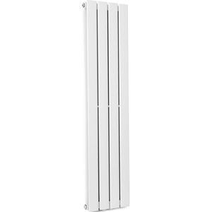 Blumfeldt Badkamerradiator - Design radiator - Zuinige platte radiator verticaal - Verticale Wandverwarming - 380 W - Verticale Radiator Met Thermostaat - Wandradiator voor badkamer en woonkamer - Wit