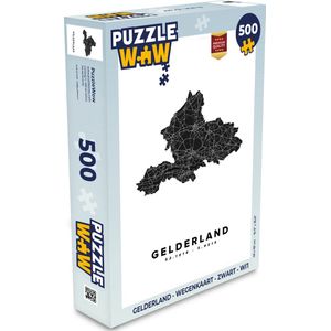 Puzzel Gelderland - Wegenkaart - Zwart - Wit - Legpuzzel - Puzzel 500 stukjes
