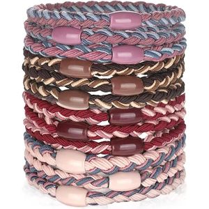 Boho haarelastiekjes voor vrouwen en meisjes - 12 stuks Boho haarelastiekjes - Stretch paardenstaarthouders - Elastische haarelastiekjes - Armbanden - Roze