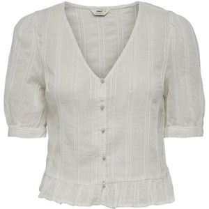 Only Blouse Onllina 3/4 Button Top Wvn 15256791 Cloud Dancer Dames Maat - S