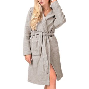 Dames badjas van katoen, zachte wellnessjas met capuchon en zakken